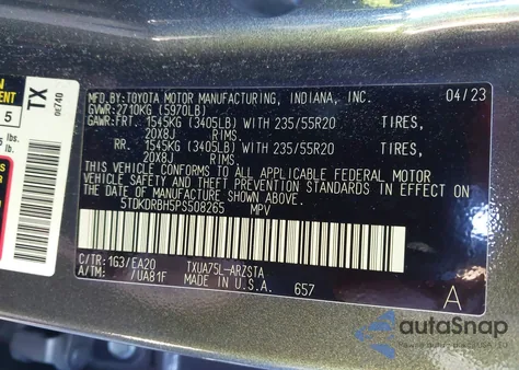 2023 Toyota Highlander Xse from USA, damaged, VIN 5TDKDRBH5PS508265